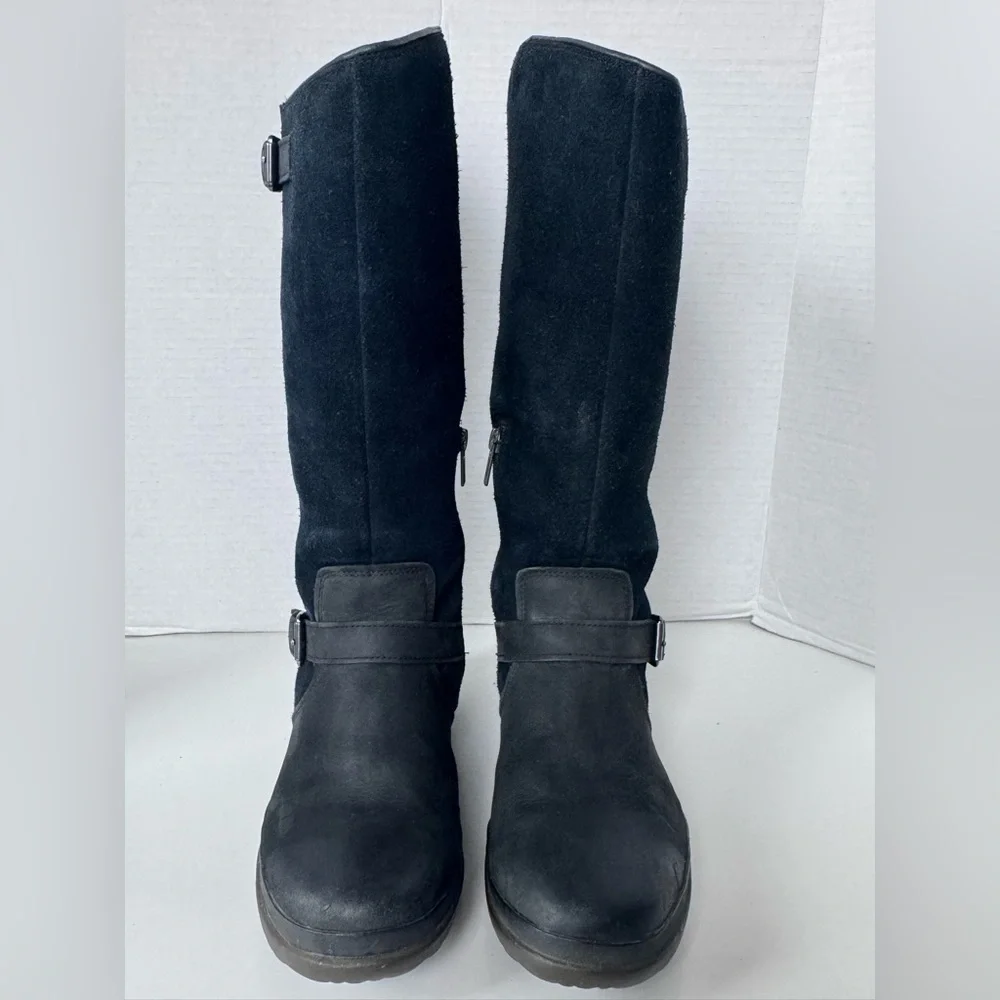 UGG Thomsen Black Suede Leather Waterproof Lined Tall Boots Women’s Size 7